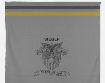 Manta gris para niña de West Point con año de graduación personalizado, lema de la clase de USMA, manta de vellón Minky