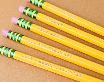 Lápices grabados con el espíritu de West Point, lápices de cadete de West Point, regalo de graduación, lápices Go Army Beat Navy, regalo de regreso a la escuela militar de la USMA