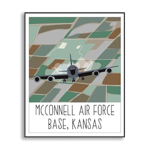 McConnell Air Force Base Print, McConnell AFB Kansas, Air Force Base Poster, Air Force Base Print, Air Force Duty Station Sign