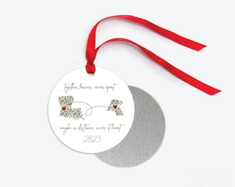 Long Distance Christmas Ornament, Deployed During Christmas Ornament, Together At Heart, Deployment Gift, Deployment Ornament
