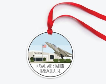 Naval Air Station Pensacola Ornament, Florida Air Force Base Collectible Duty Station Ornament, PCS Gift, Military Base Christmas Ornament