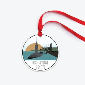 USS Cheyenne Ornament, SSN-773 Naval Submarine Ornament, Submarine Squadron Navy Christmas Ornament