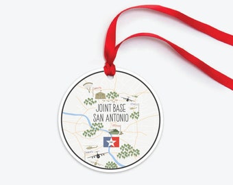 Joint Base San Antonio Ornament, Collectible Duty Station Ornament, PCS Gift, Air Force Base Christmas Ornament, Texas Army Base Ornament
