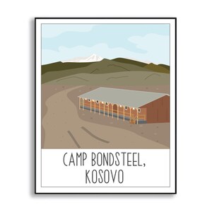 Camp Bondsteel Poster, Camp Bondsteel Kosovo Deployment Poster, Military Base Poster, Camp Bondsteel Duty Station Sign, Veteran Gift image 5
