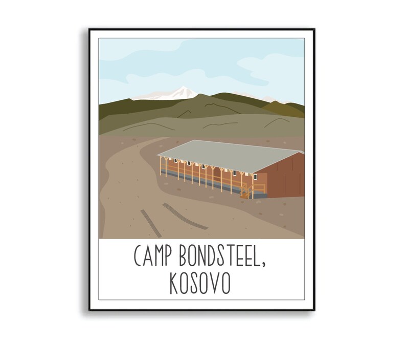 Camp Bondsteel Poster, Camp Bondsteel Kosovo Deployment Poster, Military Base Poster, Camp Bondsteel Duty Station Sign, Veteran Gift image 5