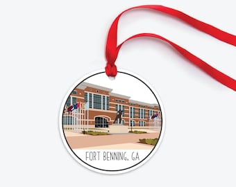 Fort Benning Ornament, Georgia Army Base Ornament, Duty Station Ornament, Army Wife Gift, Army Soldier Ornament, Boot Camp Ornament