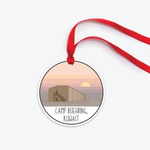 Camp Buehring Ornament,  Kuwait Army Base Christmas Ornament, Collectible Deployment Duty Station Ornament, PCS Gift, Squadron Gift