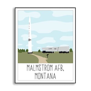 Malmstrom Air Force Base Print, Malmstrom AFB Montana, Air Force Base Poster, Air Force Base Print, Air Force Duty Station Schild