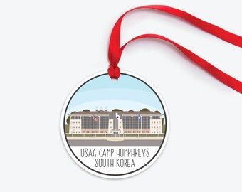 USAG Humphreys Army Base Ornament, Camp Humphreys Ornament, Collectible Duty Station Ornament, South Korea Army Base Christmas Ornament