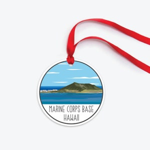 Marine Corps Base Hawaii Ornament, Marine Corps Collectible Duty Station Ornament, Honolulu Hawaii Marine Corps Base Christmas Ornament