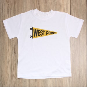 West Point Pennant Tshirt, Vintage Inspired Army Pennant Shirt, West Point Pennant White Tee, USMA West Point Shirt, West Point Flag Shirt