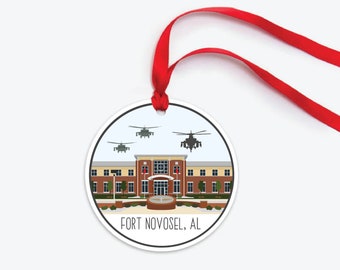 Fort Novosel Army Base Ornament, Fort Novosel Alabama Collectible Duty Station Ornament, PCS Gift, Army Christmas Ornament