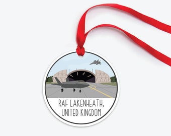 RAF Lakenheath UK Ornament, Royal Air Force Base Lakenheath Ornament, Air Force Officer Gift, United Kingdom Military Base Ornament