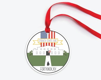 Fort Knox Army Base Ornament, Collectible Duty Station Ornament, PCS Gift, Army Christmas Ornament