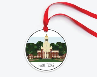 Baylor University Ornament, Waco TX Ornament, Baylor University ROTC Gift, Collectible Christmas Ornament