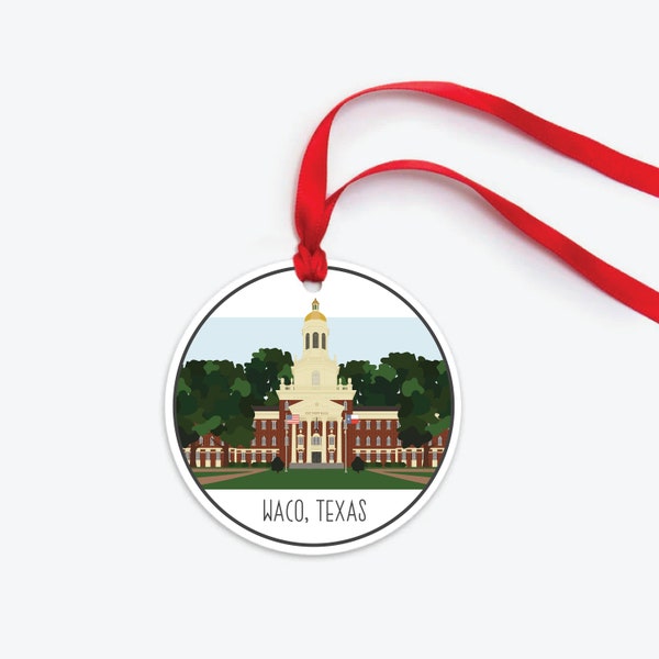 Baylor University Ornament, Waco TX Ornament, Baylor University ROTC Gift, Collectible Christmas Ornament