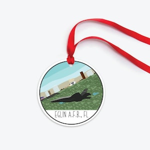 Eglin AFB Ornament, Collectible Duty Station Ornament, Eglin Air Force Base Florida Army Air Force Christmas Ornament