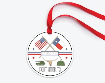 Fort Hood TX Ornament, Military Base Ornament, Collectible Duty Station Ornament, PCS Gift, Army Housewarming Gift