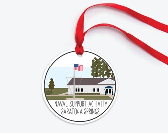 NSA Saratoga Springs Ornament, Naval Support Activity Saratoga Springs Christmas Ornament, Collectible Duty Station Ornament, Naval Base Art