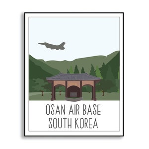 Osan Air Base Print, Osan AFB South Korea Poster, Air Force Base Poster, Air Force Base Print, Air Force Duty Station Sign