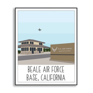 Beale AFB Poster, Beale Air Force Base Print, California Air Force Base Poster, Beale AFB California Duty Station Sign, Military Base Poster
