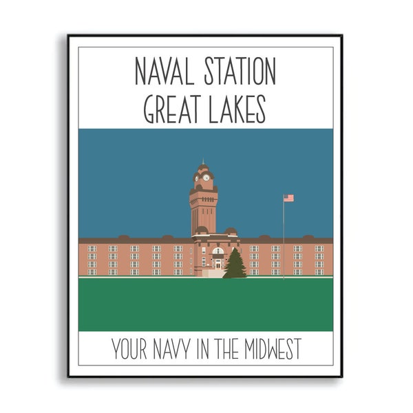 Naval Station Great Lakes, Chicago IL Military Base Illustration