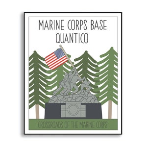 Marine Base Quantico Military Base Poster, Marines Gift, Duty Station Sign, Marines Duty Station Tracker
