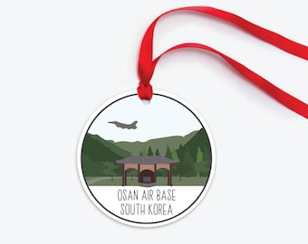 Osan Air Base Ornament, Osan Air Base South Korea Ornament, Air Force Veteran Gift, Air Force Collectible Duty Station Ornament