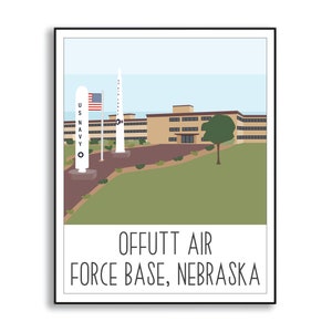 Offutt Air Force Base Print, Offutt AFB Nebraska, Air Force Base Poster, Air Force Base Print, Offutt AFB NE, Air Force Duty Station Sign