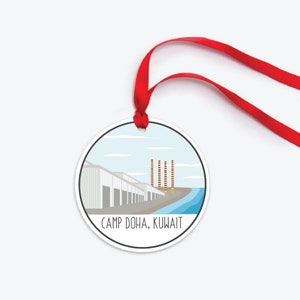 Camp Doha Ornament, Kuwait Collectible Duty Station Ornament, Army Air Force Squadron Gift, Camp Doha Kuwait Deployment Ornament