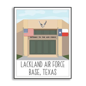 Lackland Air Force Base Poster, Lackland AFB Texas Poster, Texas Air Force Base Portrait, Duty Station Sign, Lackland Air Force Base Print