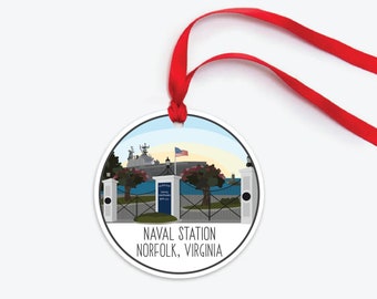 Naval Station Norfolk Ornament, NOB Norfolk Virginia Ornament, NAVSTA Norfolk Collectible Duty Station Ornament, Naval Base Norfolk Ornament