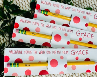 Custom Valentine's Day Pencils, Custom Class Valentines, Functional Valentine's Day Gift, Custom Engraved Pencils, Punny Kids Valentine Gift