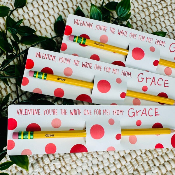 Custom Valentine's Day Pencils, Custom Class Valentines, Functional Valentine's Day Gift, Custom Engraved Pencils, Punny Kids Valentine Gift