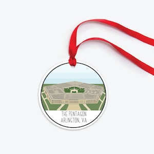 The Pentagon Ornament, Collectible Duty Station Ornament, Army Air Force Naval Base Christmas Ornament