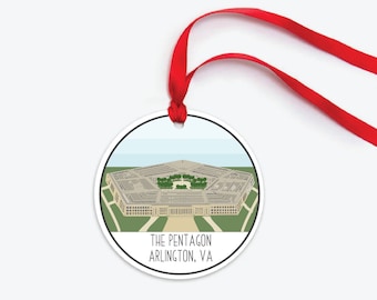 The Pentagon Ornament, Collectible Duty Station Ornament, Army Air Force Naval Base Christmas Ornament