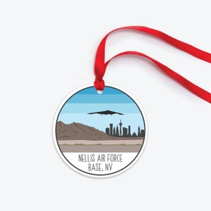 Nellis Air Force Base Ornament, Nellis AFB Las Vegas Christmas Ornament, Collectible Duty Station Ornament, PCS Gift, Squadron Gift
