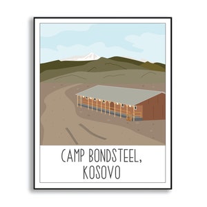 Camp Bondsteel Poster, Camp Bondsteel Kosovo Deployment Poster, Military Base Poster, Camp Bondsteel Duty Station Sign, Veteran Gift image 9