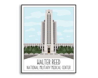 Cartel de Walter Reed, cartel de Bethesda de la NSA, impresión de base militar, letrero de estación de servicio