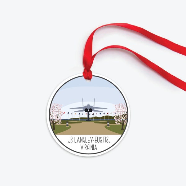 Joint Base Langley-Eustis Ornament, Collectible Duty Station Ornament, PCS Gift, Joint Base Langley Eustis Military Base Christmas Ornament