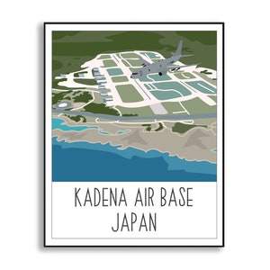 Kadena Air Force Base Poster, Kadena Air Base Japan Poster, Kadena Air Force Base Japan Portrait, Duty Station Sign, Air Force Illustration