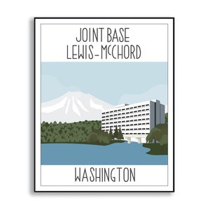 Gemeinsame Basis Louis-McChord Militärbasis Illustration, Madigan Army Medizinisches Zentrum Illustration, Zollbasis Schild, Armee Luftwaffenstützpunkt Poster