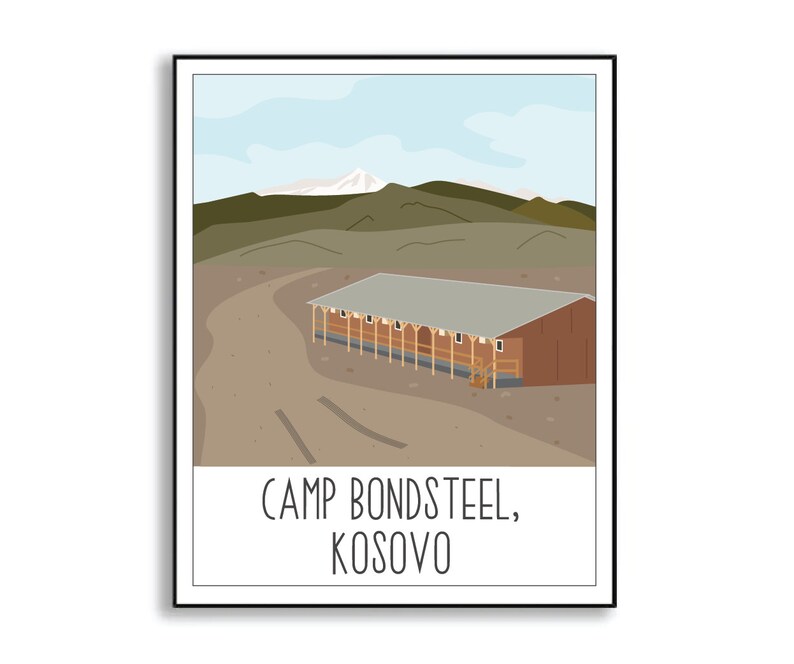 Camp Bondsteel Poster, Camp Bondsteel Kosovo Deployment Poster, Military Base Poster, Camp Bondsteel Duty Station Sign, Veteran Gift image 10