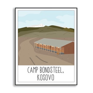 Camp Bondsteel Poster, Camp Bondsteel Kosovo Deployment Poster, Military Base Poster, Camp Bondsteel Duty Station Sign, Veteran Gift image 8