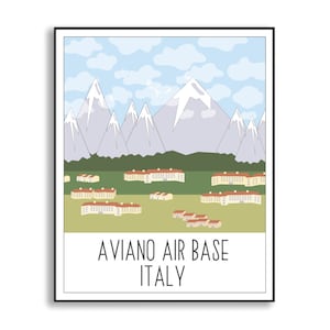Aviano Air Base Poster, Aviano Air Force Base Print, Italy Air Force Base Poster, Aviano AFB Italy Duty Station Sign, Military Base Poster