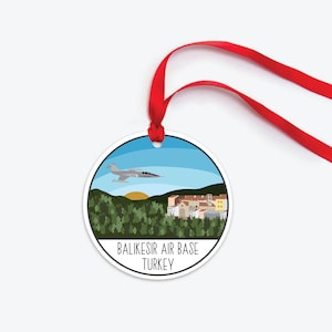 Balikesir Air Base Ornament, Balikesir Turkey Air Force Base, Air Force Veteran Gift,  Balikesir Turkey Collectible Air Force Base Ornament