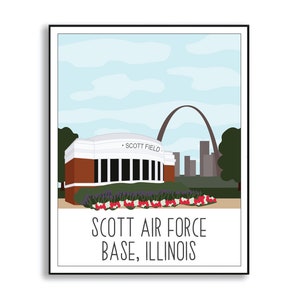 Scott Air Force Base Poster, Scott AFB Collectible Duty Station Print, Military Base Artwork