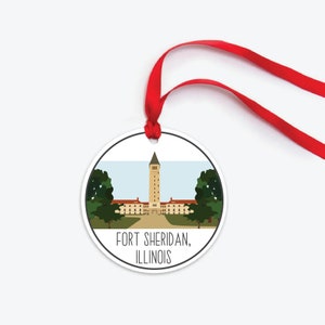 Fort Sheridan Ornament, Collectible Duty Station Ornament, PCS Gift, Fort Sheridan Army Christmas Ornament, Fort Sheridan Illinois Gift