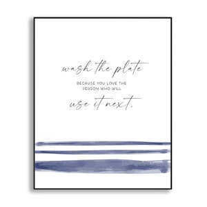 Wash the Plate Because You Love the Person Who Will Use It Next Poster, Mother Teresa Quote, Modern Catholic Art Print, Catholic Watercolor