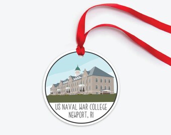 US Naval War College Ornament, Newport RI Ornament, Navy Military Base Ornament, Collectible Naval Base Ornament